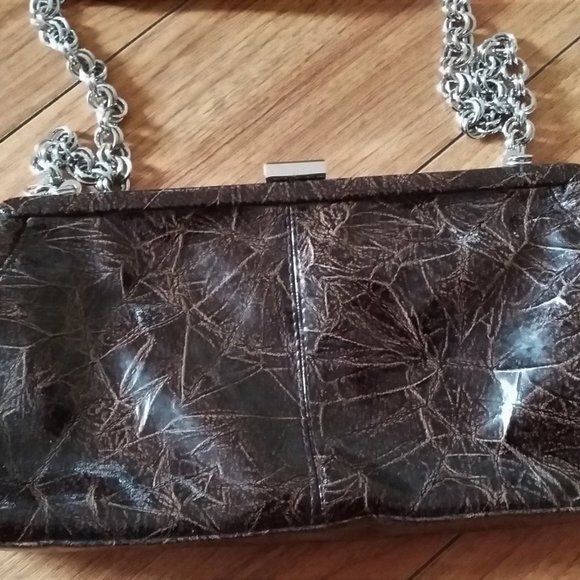 BROWN patent women's clutch/shoulder bag - Picture 3 of 4